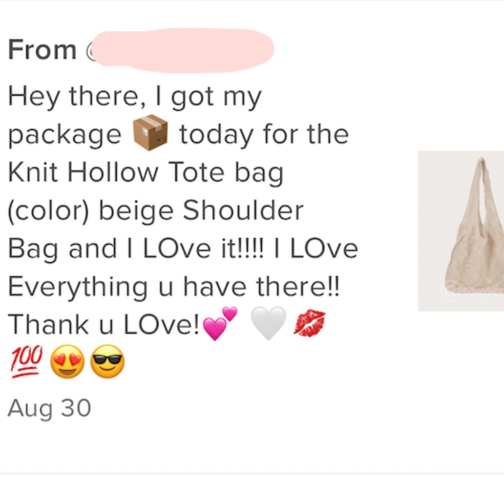 Knit Hollow Out Tote Beige Shoulder Bag - Picture 9 of 10